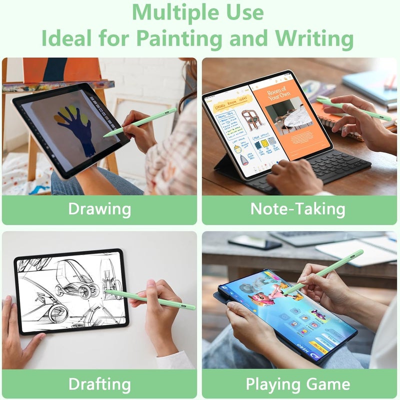 COO ​​​Stylus Pen for iPad 2018-2023 with Palm Rejection, Active Pencil for iPad 10th/9th/8th/7th/6th Generation, for iPad Pro 11/12.9 inch, for iPad Air 5th/4th/3th Gen, for iPad Mini 6th/5th Gen (Green) - Image 3